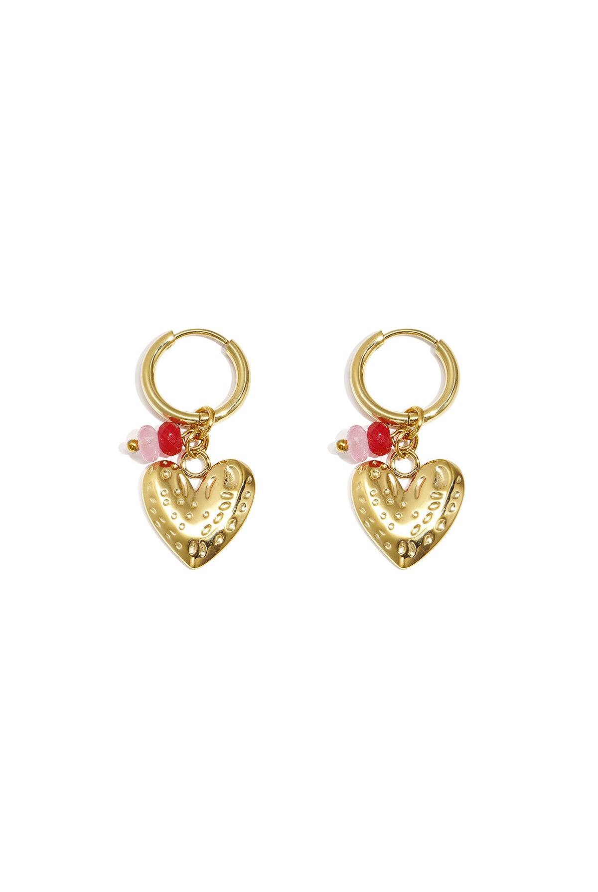 Earrings with heart and beads