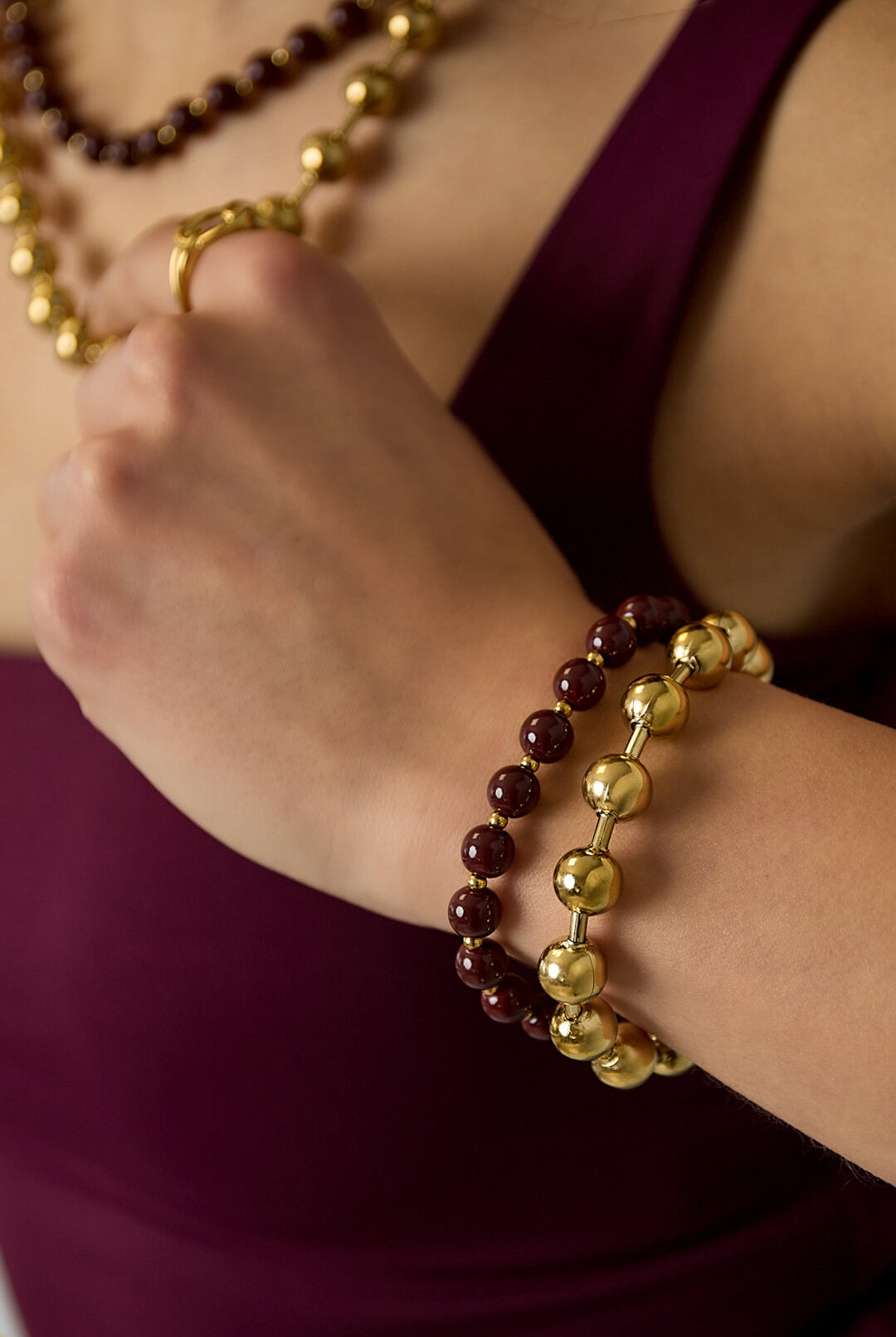 Linked bead bracelets