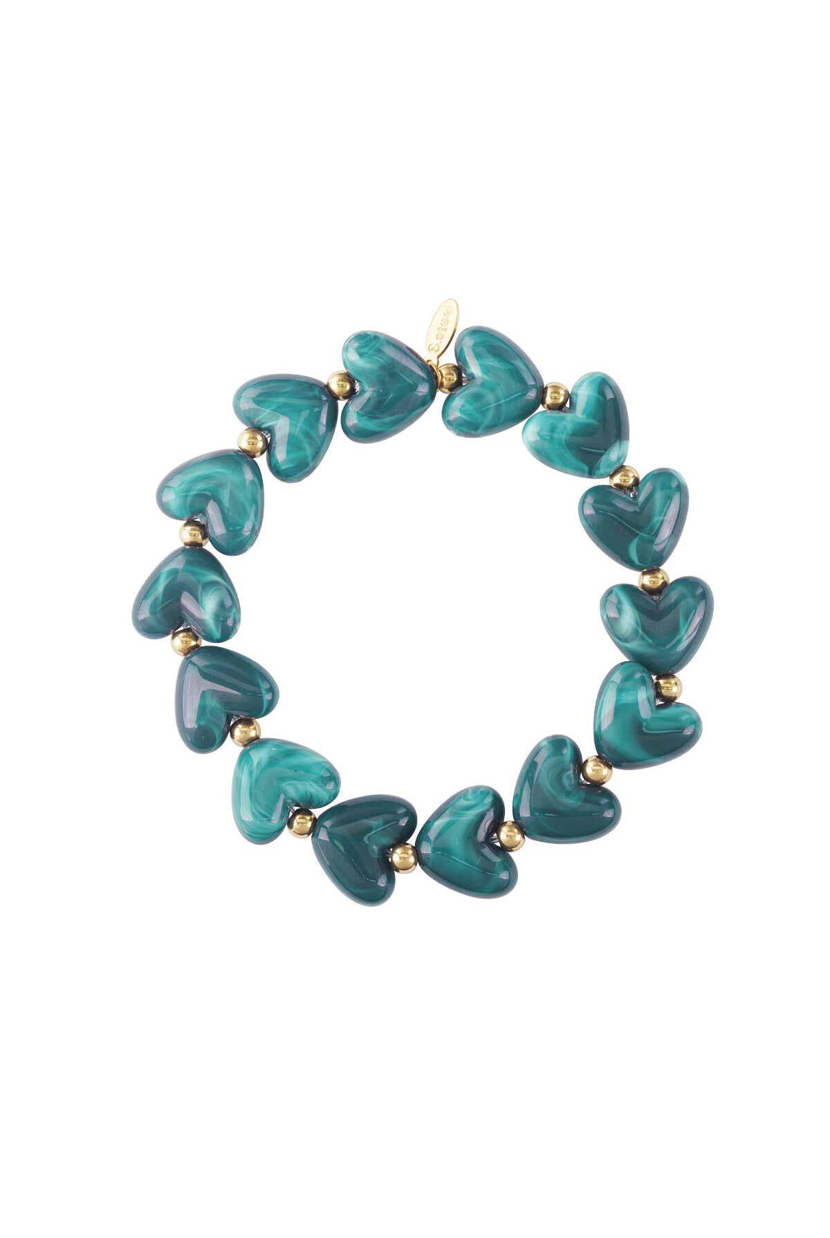 Elastic heart beaded bracelet