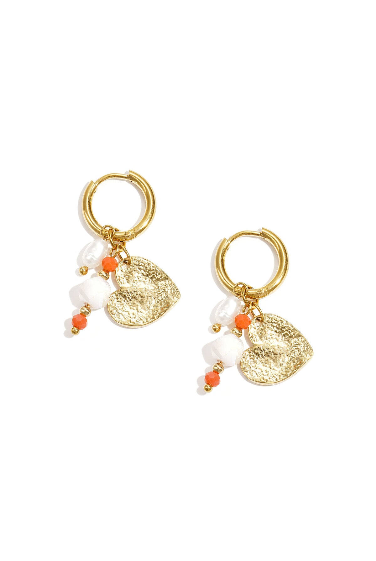Earrings with beads and heart charm