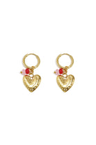 Earrings with heart and beads