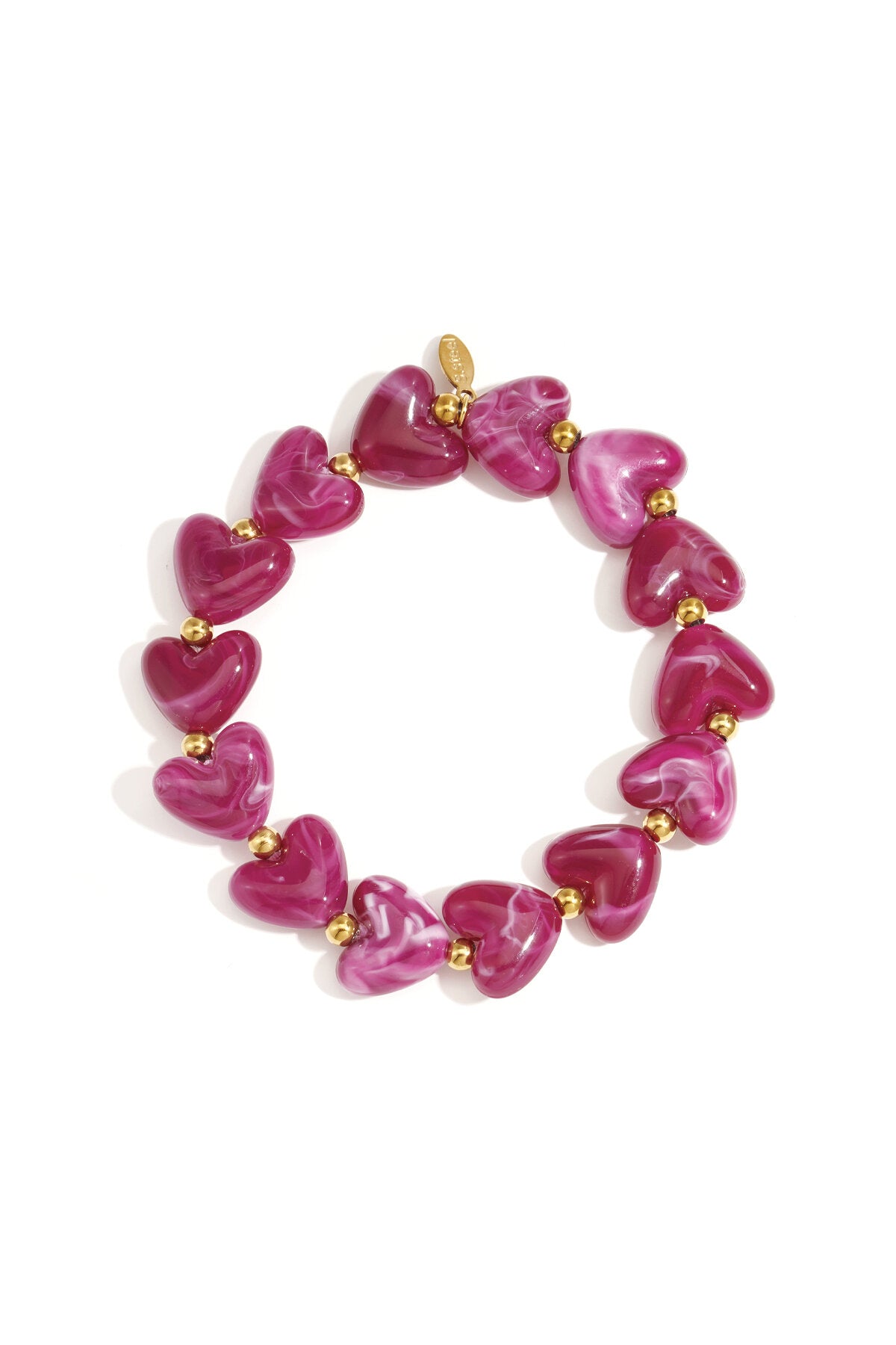 Elastic heart beaded bracelet