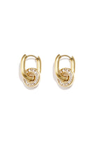 Oval earrings with set circle pendant