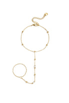 Hand chain with beads and rectangular stones