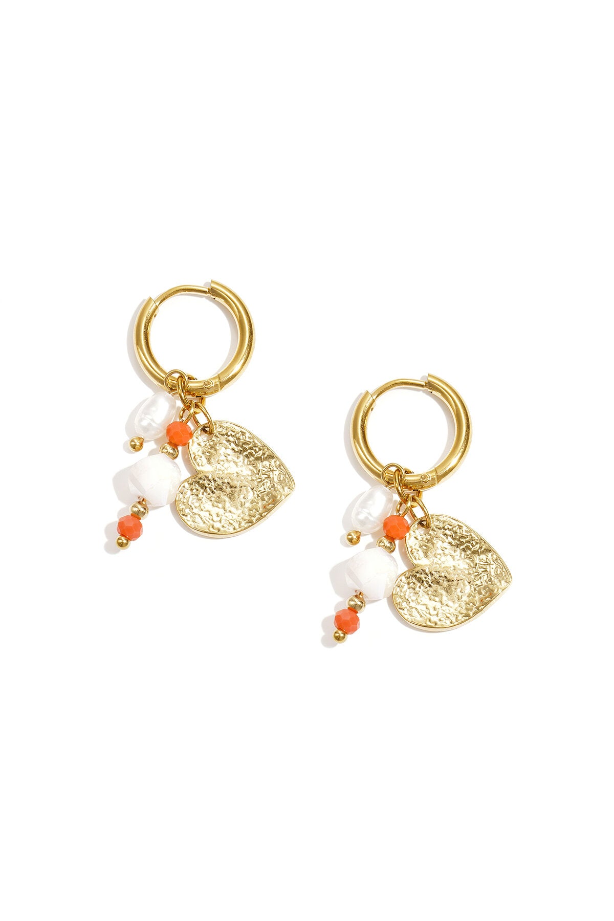 Earrings with beads and heart charm