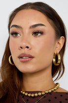 Ribbed hoop earrings Gold Color Stainless Steel